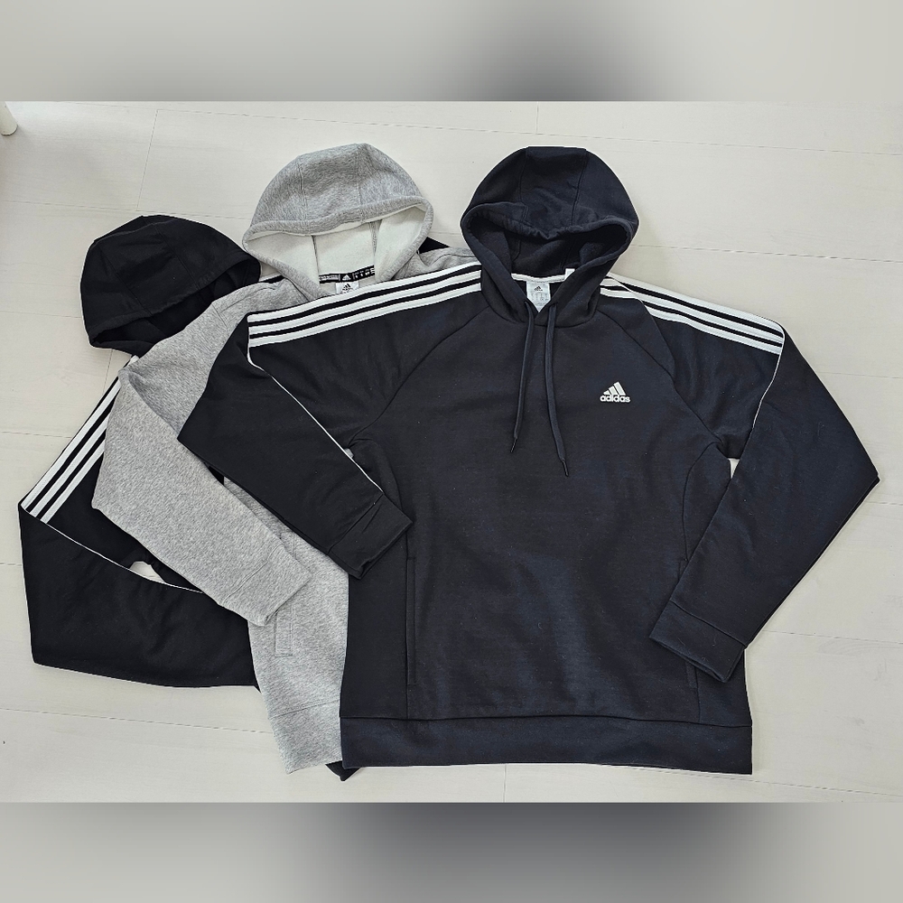 Adidas Hoodie Sweatshirt Black Gray Grey Size Mens Small